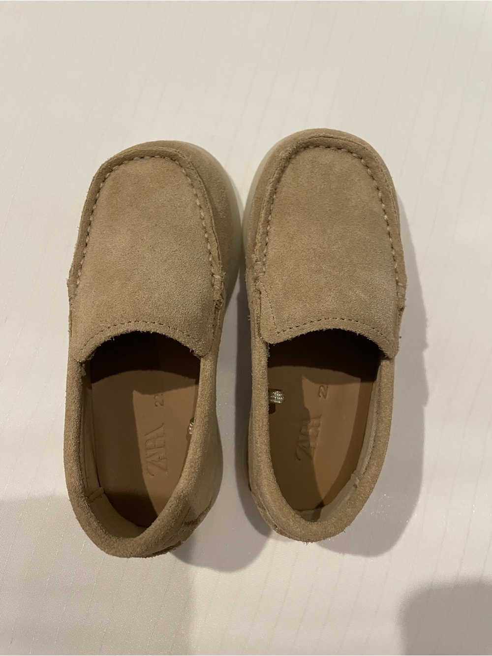 Zara Suede Loafers in Light Tan